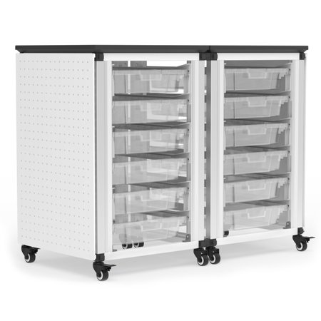 LUXOR Modular Classroom Storage Cabinet - 2 side-by-side modules with 12 small bins MBS-STR-21-12S